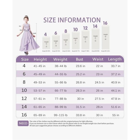 NEW Long Bridesmaid Wedding Flower Girls Formal Pageant Dress Chiffon 12 - Picture 4 of 7